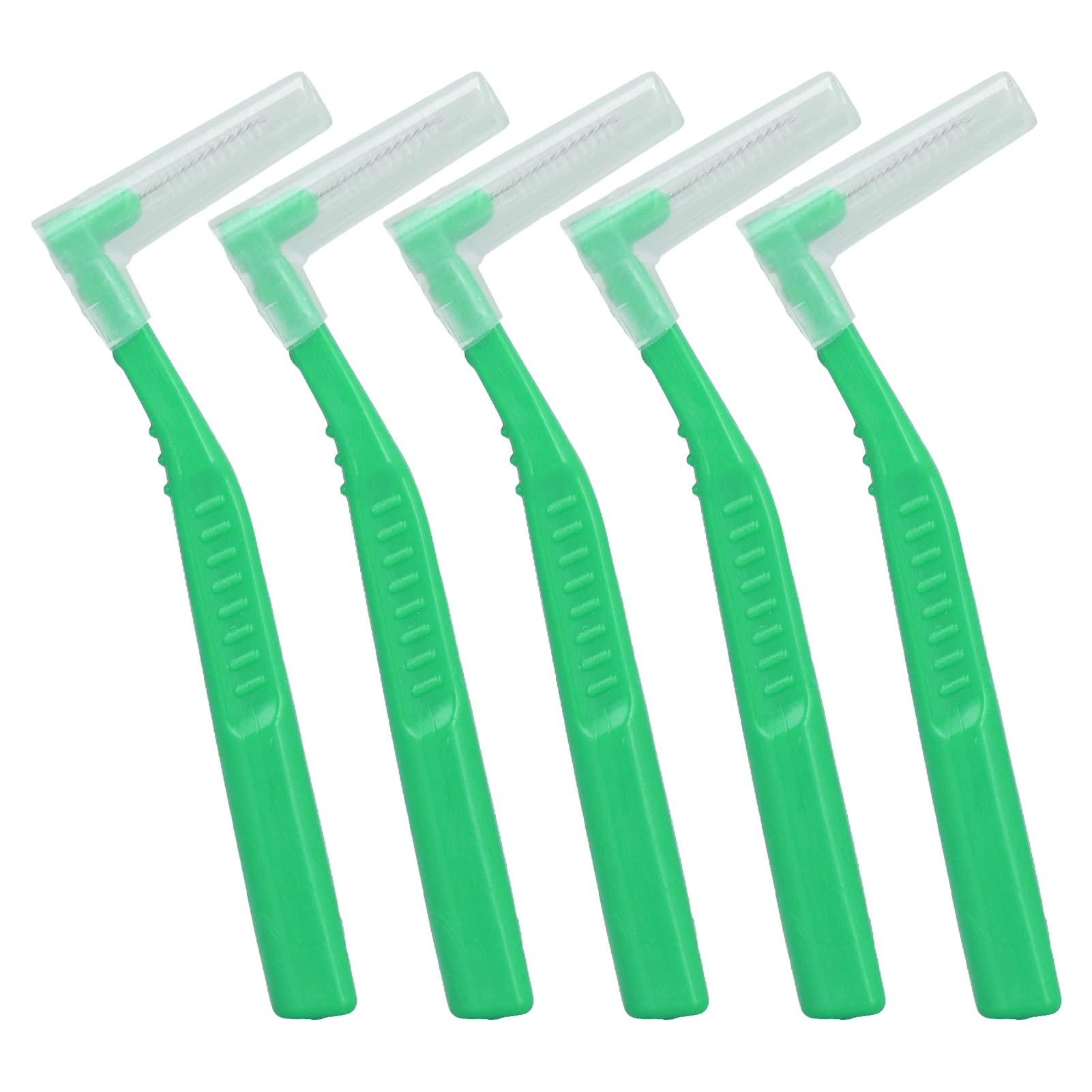 Garosa 5pcs L-Shaped Interdental Brushes for Braces & Teeth Cleaning - Portable Dental Care (Green) for Travel & Home Use
