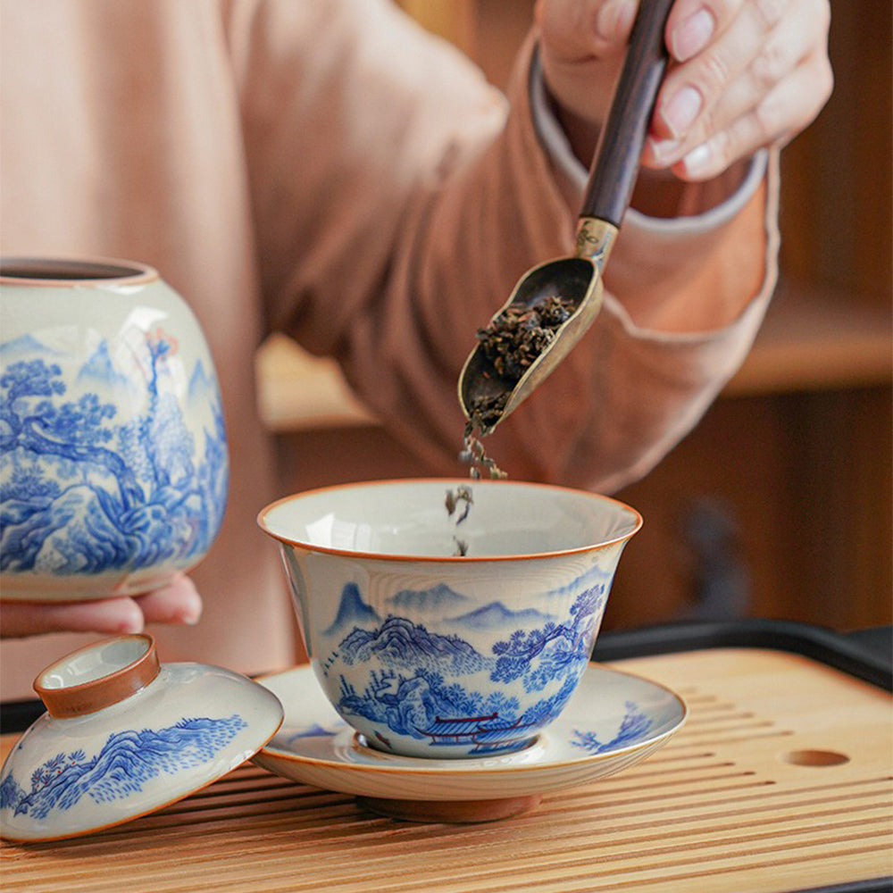 Exquisite Chinese Ruyao Fairyland Porcelain Tea Set - Handcrafted Ceramic Teapot & Cups - Perfect for Home, Office, and Gift Giving