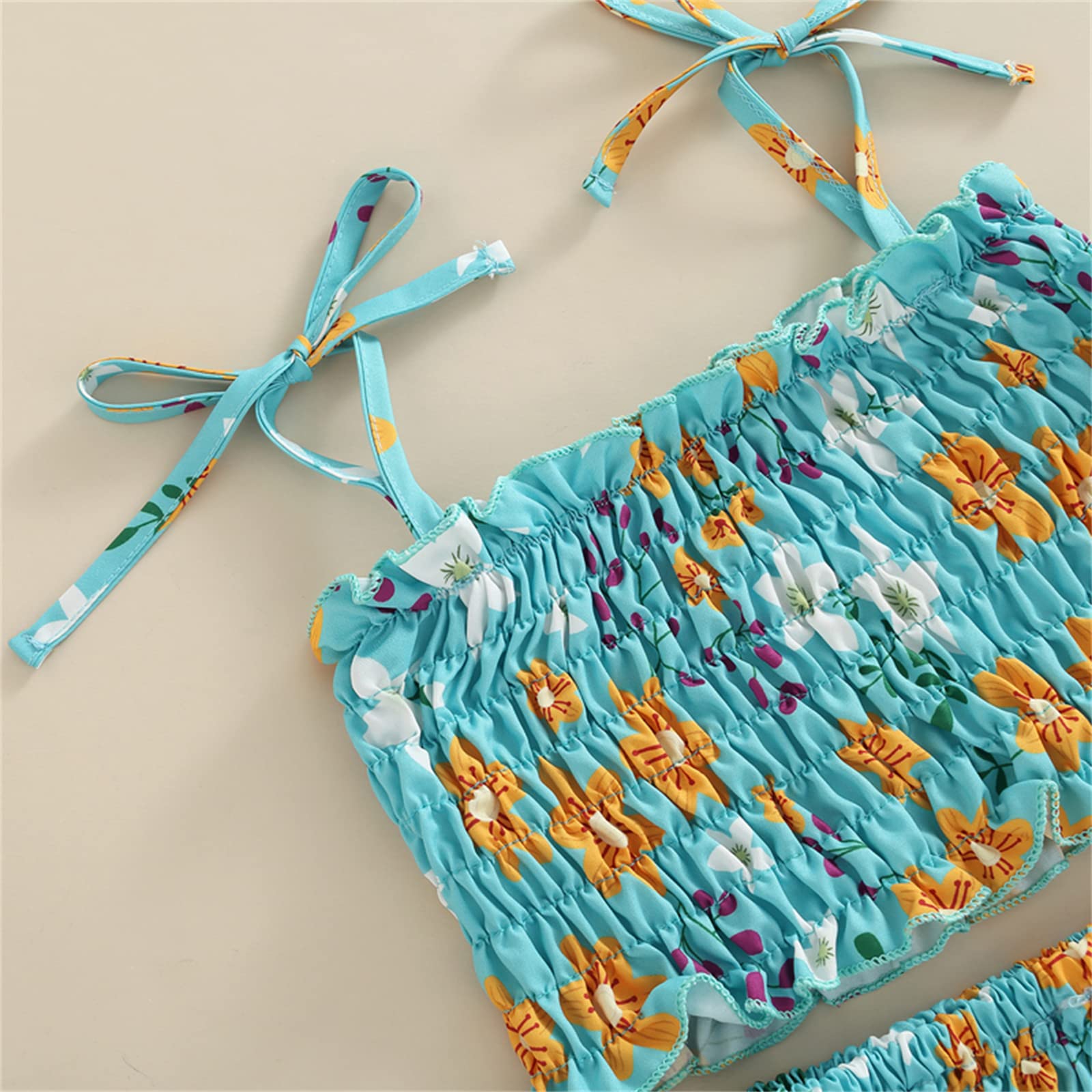 Toddler Baby Girl Summer Outfit Set - Ruffle Strap Crop Top & High Waist Floral Maxi Skirt | Playtime, Beach & Party Wear