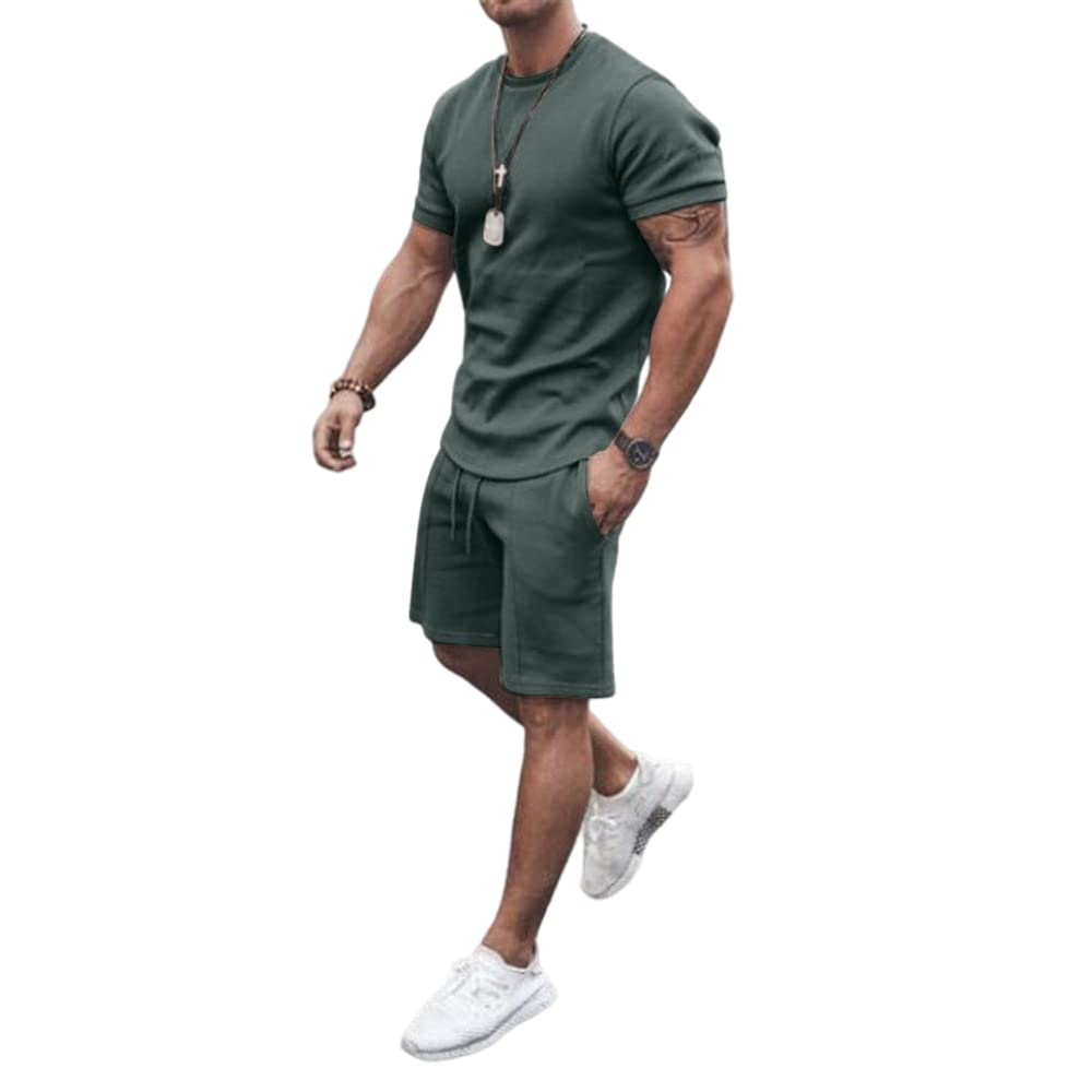 WFIAOUESS Men's 2-Piece Short Sets - Summer Sportswear Tracksuit, Breathable Sweat Suits for Casual & Gym Wear, Perfect for Outdoor Activities & Relaxation