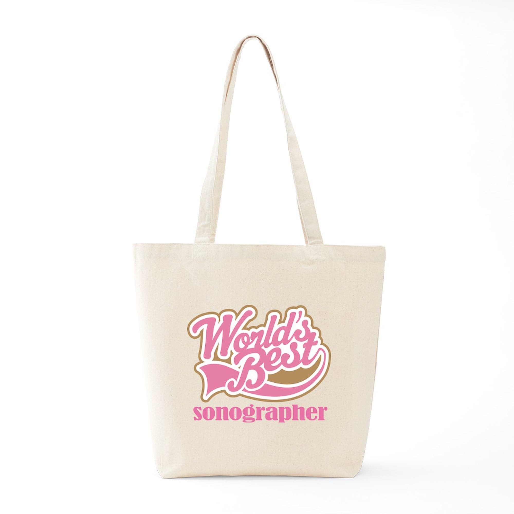 World's Best Sonographer Tote Bag - Natural Canvas Reusable Shopping Bag for Medical Professionals & Ultrasound Techs | Perfect for Work, Groceries & Everyday Use
