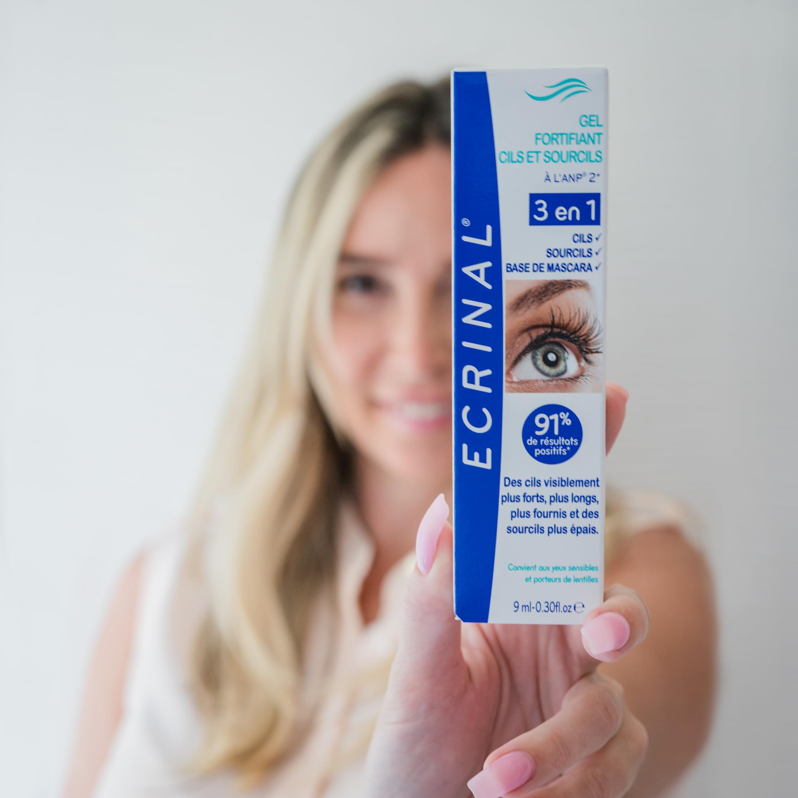 Ecrinal ANP2+ Strengthening Lash & Eyebrow Serum - 3-in-1 Formula for Fuller, Thicker, Stronger Lashes | Clear Brow Gel & Mascara Base | Safe for Sensitive Eyes & Contact Lens Wearers | 9ml | Perfect for Daily Lash Care & Nighttime Treatment