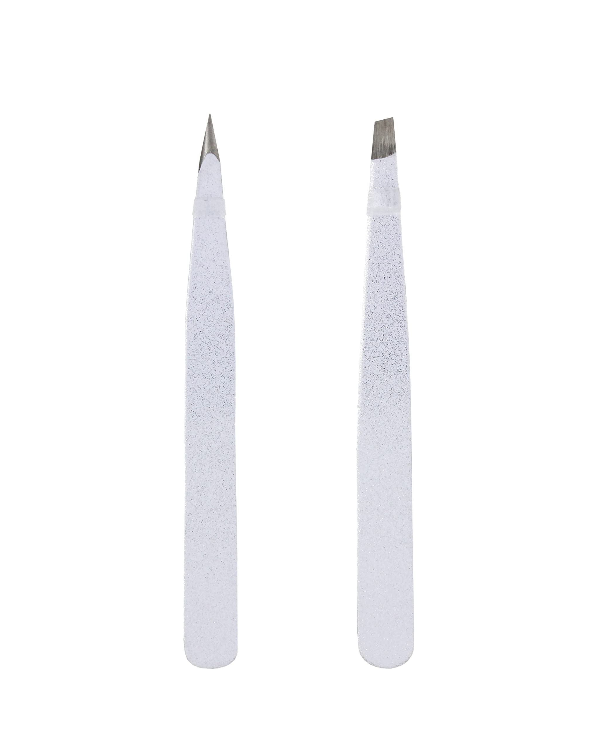 Amazon Basics Stainless Steel Eyebrow Tweezers - 2 Pack Set for Precise Grooming, Perfect for Eyebrow Shaping, Facial Hair Removal & Makeup Application