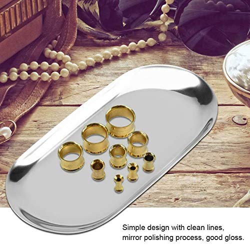 Stainless Steel Oval Storage Tray - Large Silver Candy/Snack/Fruit/Candle/Key/Jewelry Organizer | Perfect for Home, Office, Party & Bathroom Decor