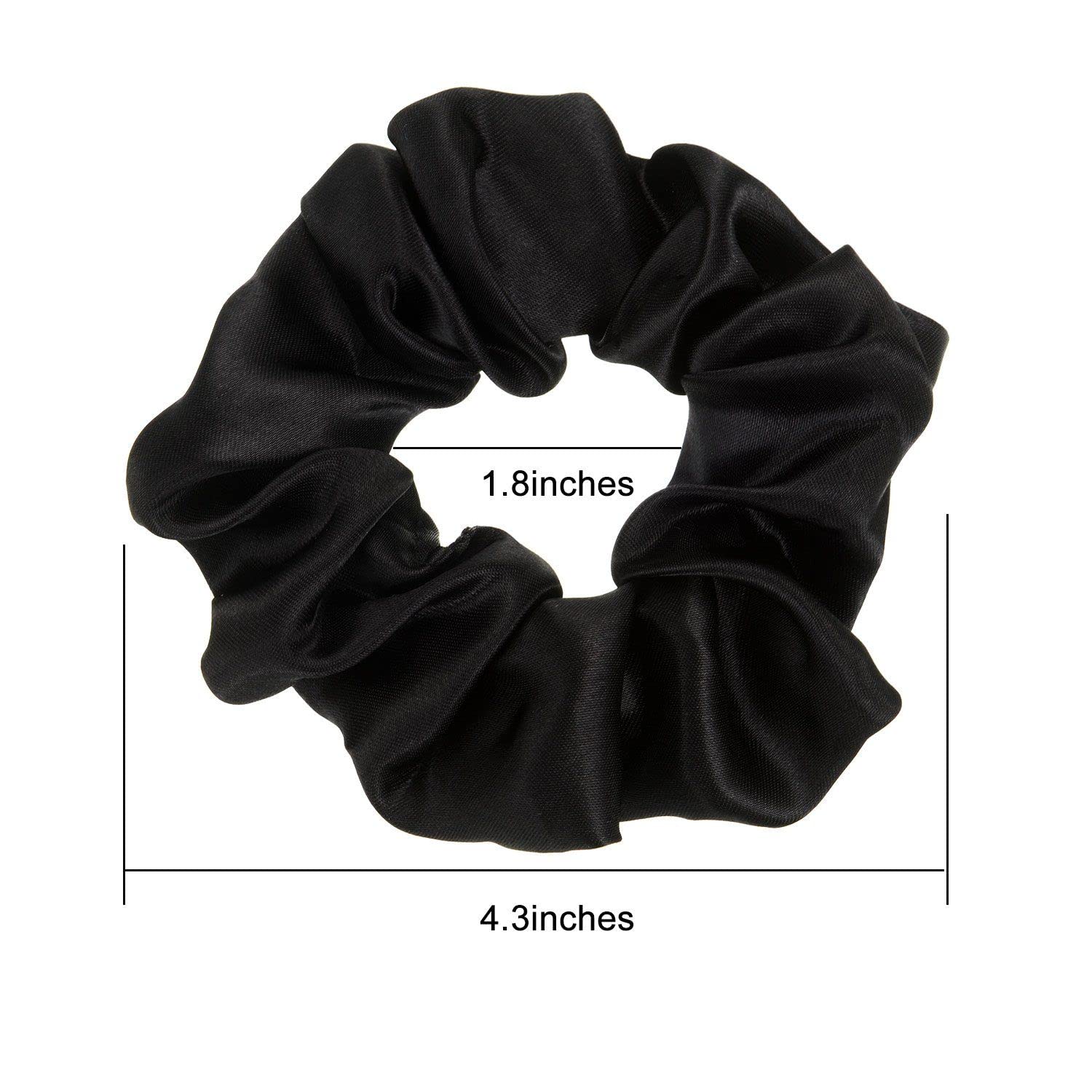 10 Pack Satin Hair Scrunchies for Women & Girls - Soft Elastic Hair Ties for Ponytails, Buns & Braids - Black Hair Accessories for Daily Use, Workouts & Special Occasions