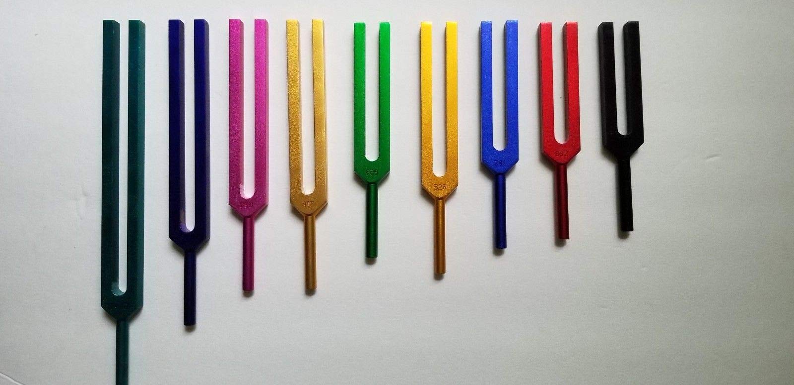 9-Piece Color-Coded Solfeggio Tuning Fork Set for Sound Healing, DNA Repair & Chakra Balancing | Professional Grade Unweighted Tuning Forks for Meditation, Therapy & Energy Work