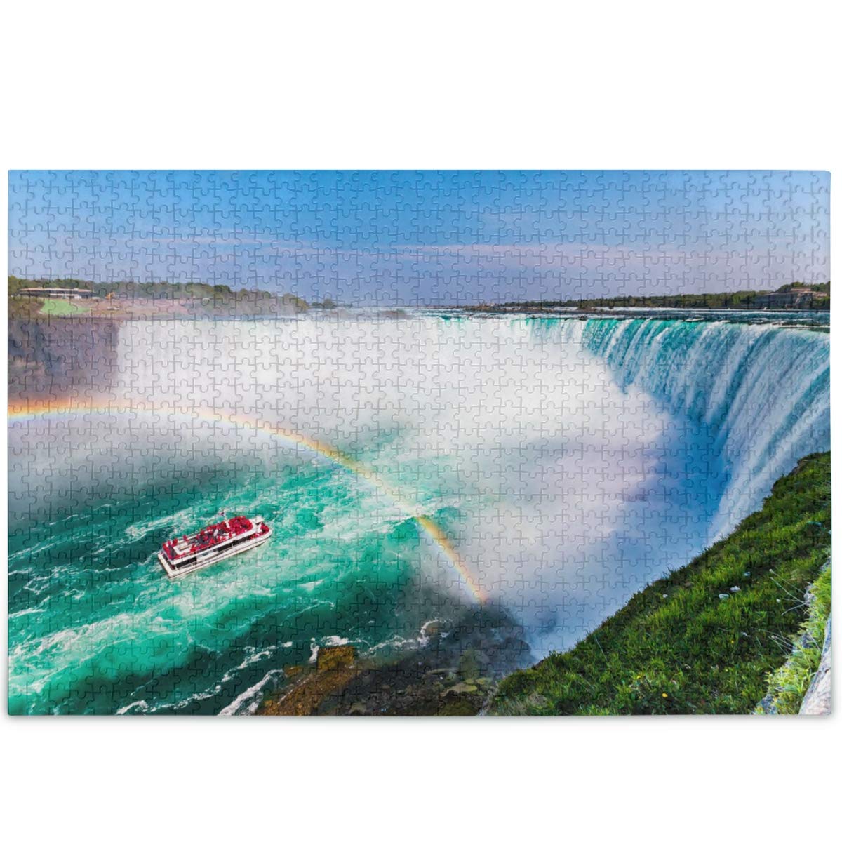 500-Piece Niagara Falls Boat Waterfall Rainbow Landscape Jigsaw Puzzle for Adults & Kids - Perfect for Family Game Night, Classroom Activities & Stress Relief