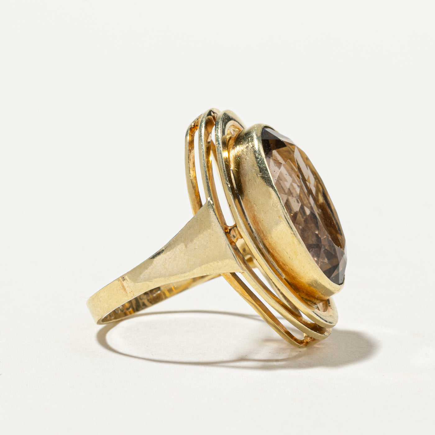 9.55ct Oval Cut Smoky Quartz Cocktail Ring - Size 7.5 | Elegant Evening Party Jewelry for Women