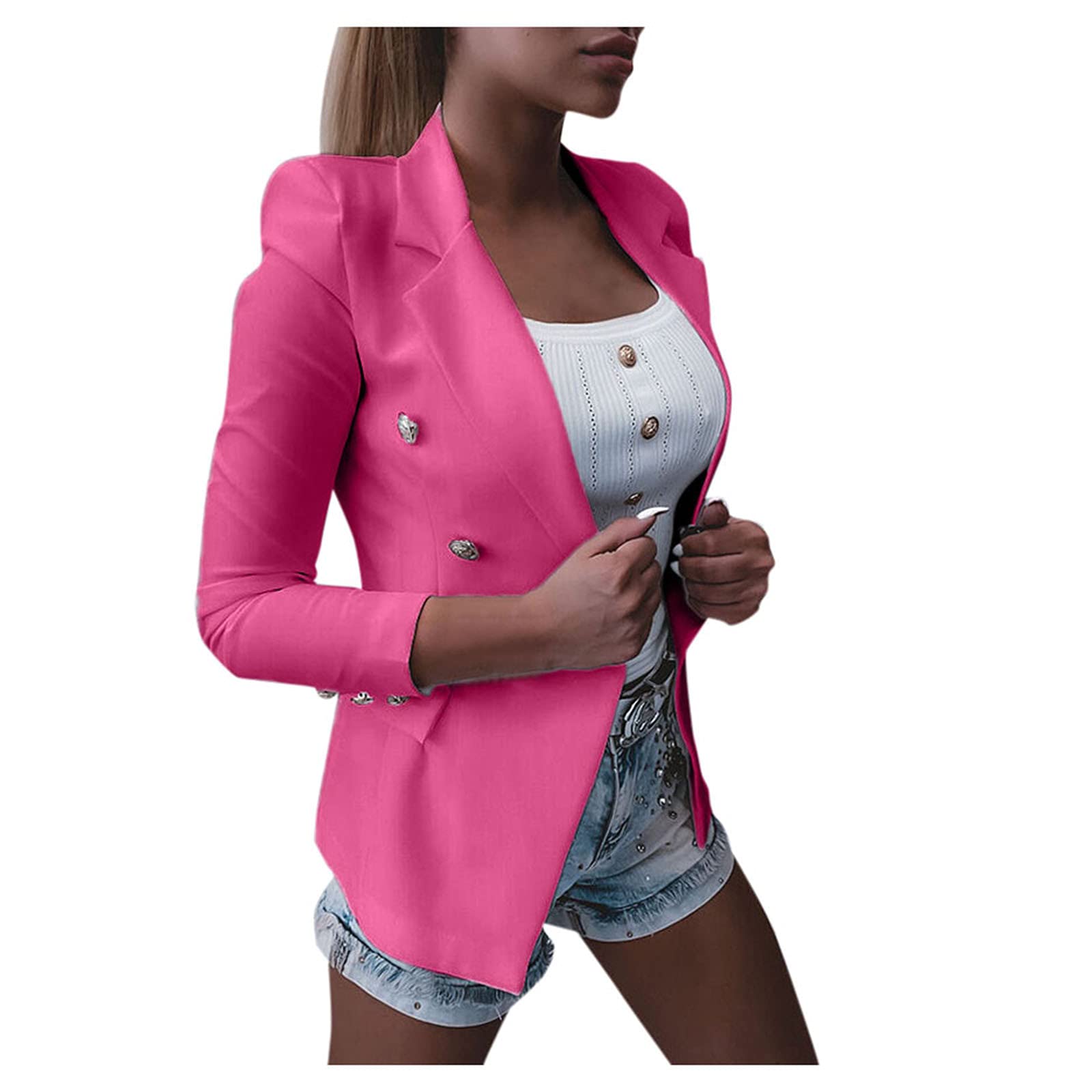 **Plus Size Blazer for Women - Autumn Winter Cardigan with Pockets, Long Sleeve Fleece Shirt - Office Wear, Casual Outfits & Layering for Cold Weather**