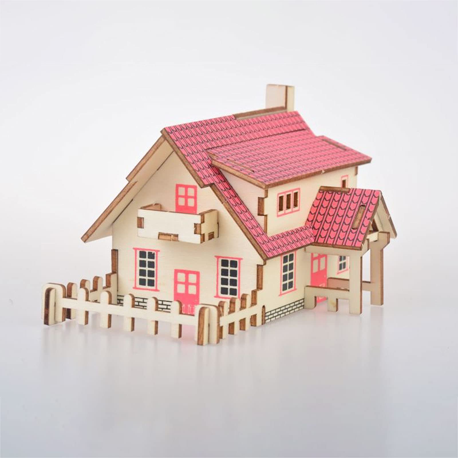 3D Wooden Puzzle for Kids Ages 14+ and Adults - Western Style Cabin with Mini House (20 Pieces) - Educational STEM Toy & Creative Gift for Family Game Night, Birthday Parties, and Home Decor
