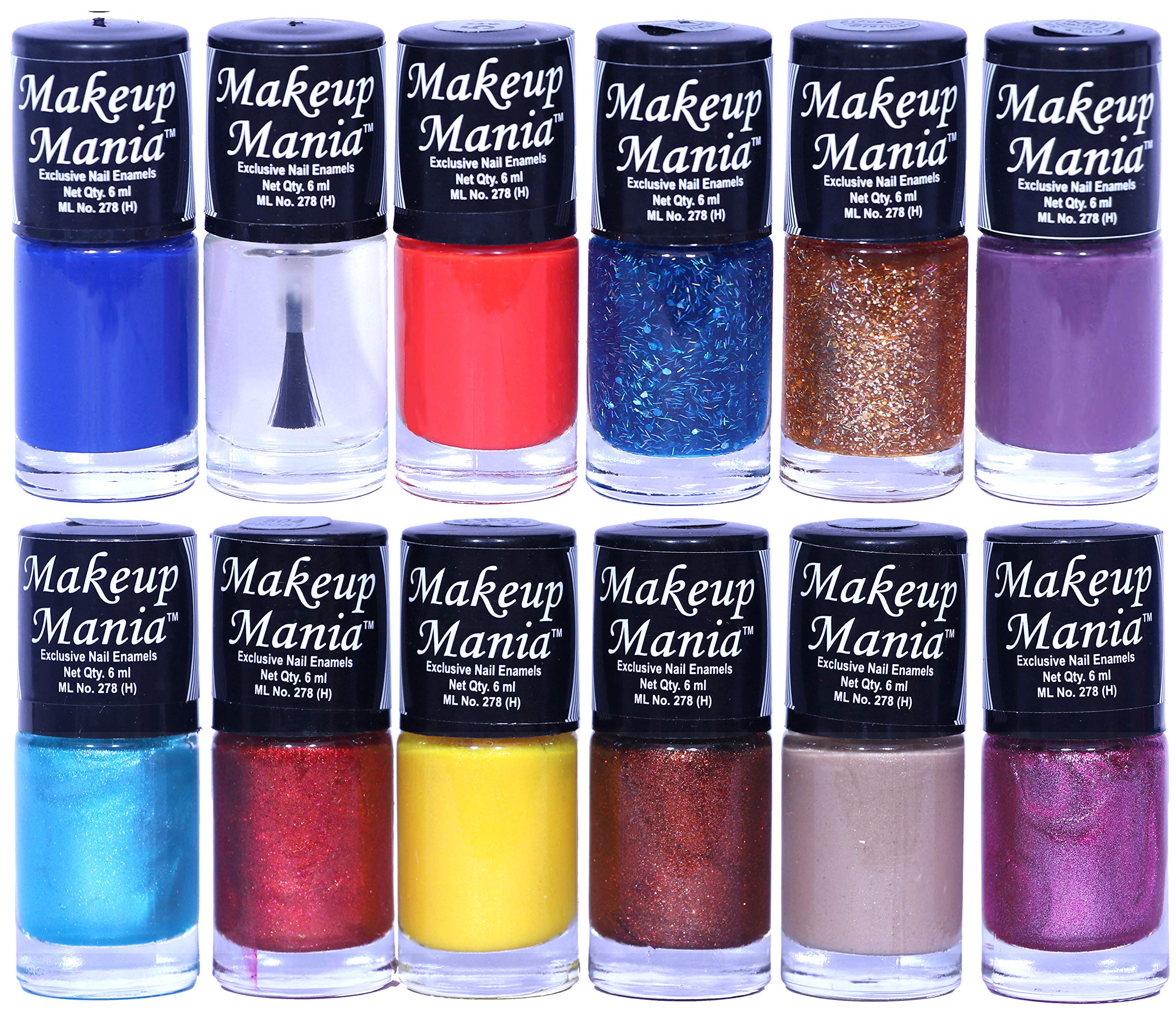 Makeup Mania 12-Piece Nail Polish Set - 6ml Each (Multicolor Combo No.101) - Long Lasting, Non-Toxic Nail Paint for Women - Perfect for Parties, Salons & DIY Manicures at Home