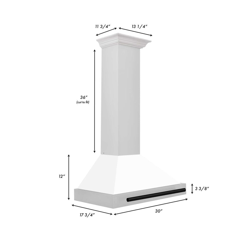 ZLINE KB4STZ WM30 30-Inch Convertible Stainless Steel Range Hood - White Matte Shell with Modern Accents | Powerful Kitchen Ventilation for Gas Stoves & Cooking Areas | Perfect for Home Chefs & Modern Kitchens