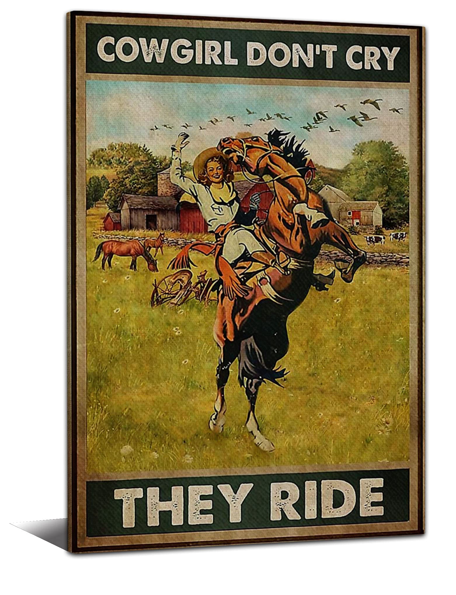 3D Horse Poster - Vintage Farm & Cowgirl Wall Art - Custom Size Canvas Print - Perfect for Home Decor, Gifts for Christmas & Birthday - Ideal for Western Themed Rooms, Ranch Style Living Rooms & Equestrian Bedrooms
