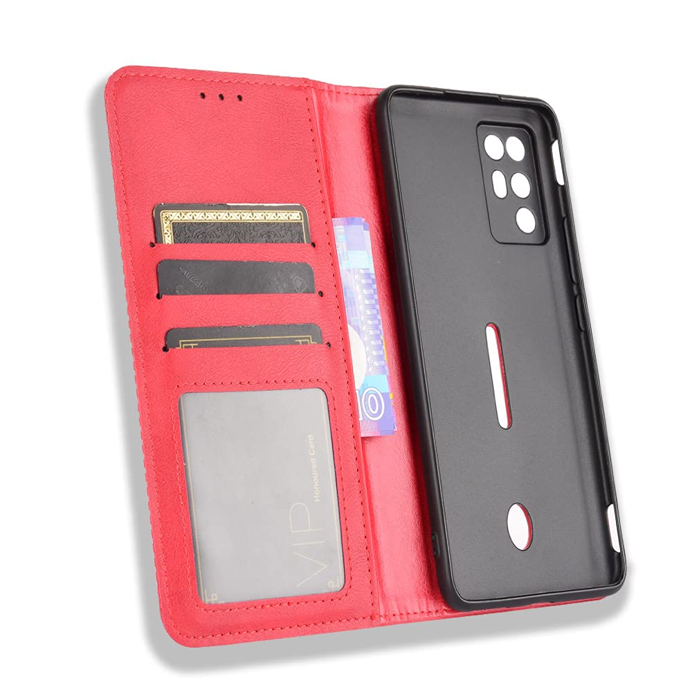 Premium PU Leather Flip Case Cover for ZTE Nubia Red Magic 6R / 6R NX666J - Slim Protective Phone Cover with Card Slots | Perfect for Gaming, Work & Daily Use