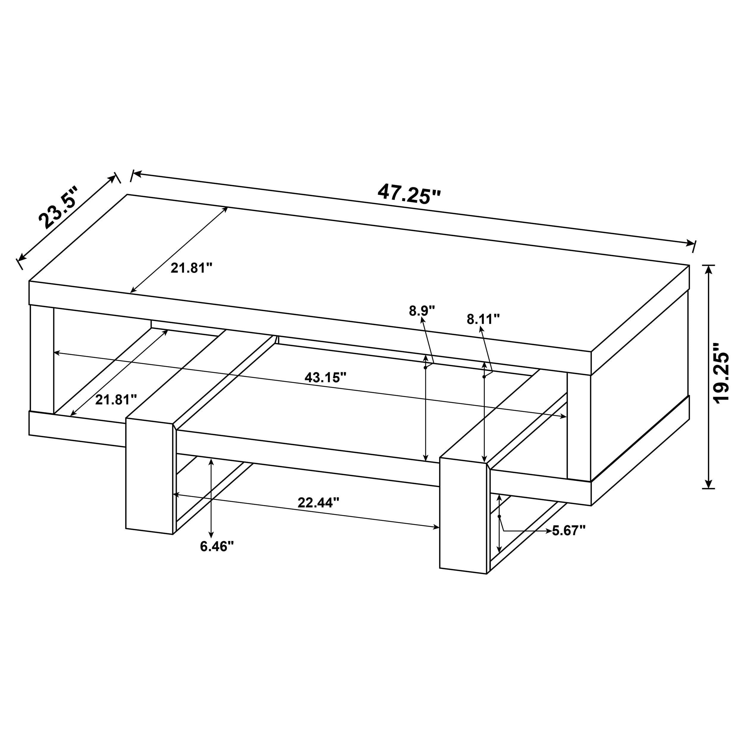 Coaster Home Furnishings Dinard Modern Coffee Table - Engineered Wood with Geometric Legs & Open Shelf - Contemporary Living Room Furniture in Driftwood Finish - Perfect for Small Spaces, Apartments and Cozy Home Decor