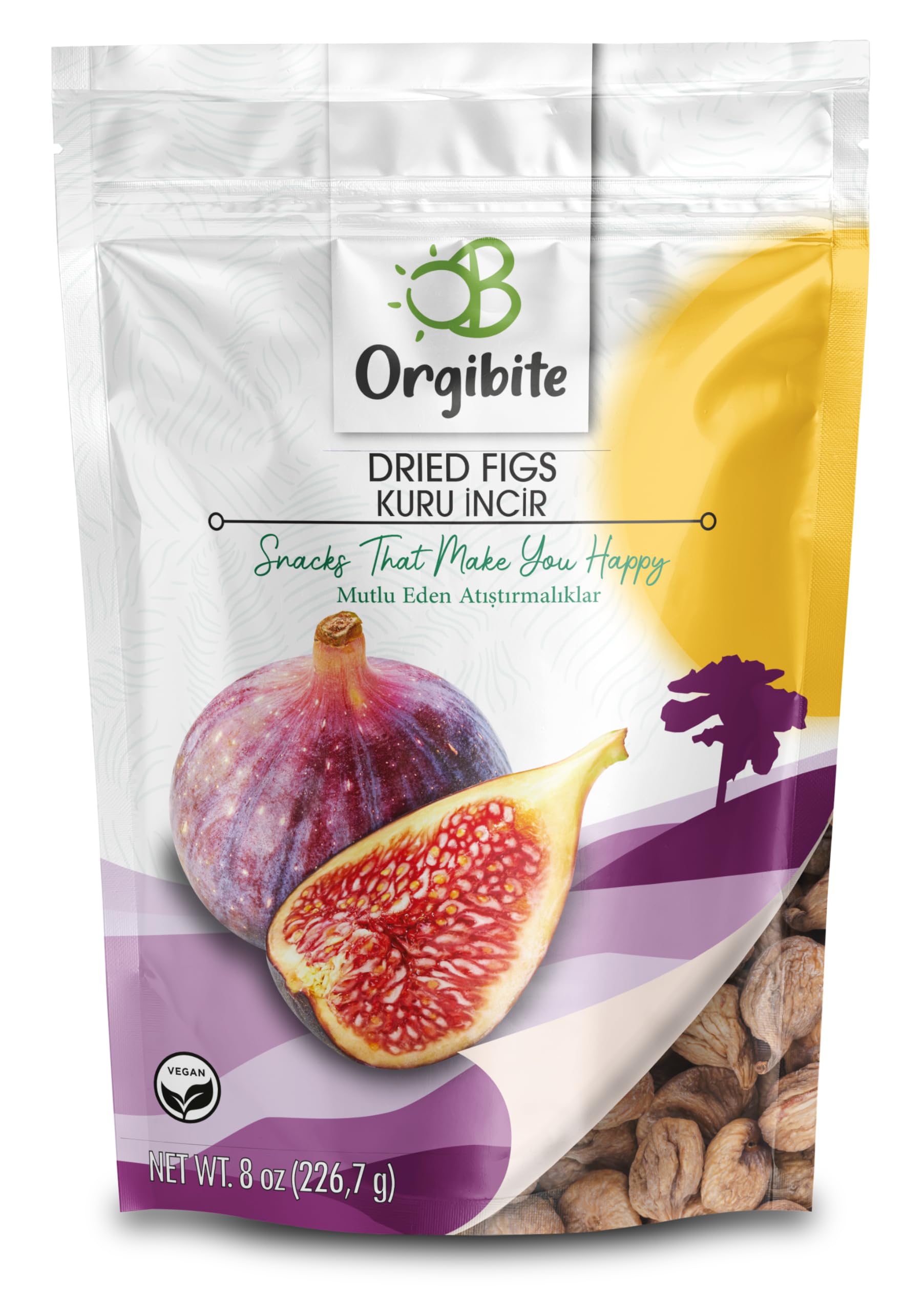 Organic Natural Dried Figs - Healthy Sugar Free & Gluten Free Snack for Kids & Adults | Resealable 8 Oz Pack of 4 | Perfect for Lunchboxes, Hiking & On-the-Go Snacking