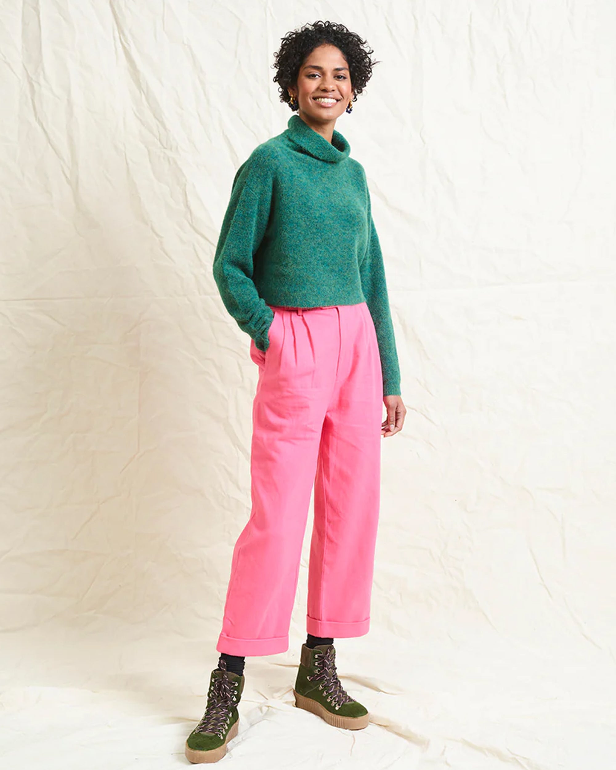 Lowie Women's Pink Pleated Front Dress Pants - Office Work Trousers for Business Casual & Professional Wear