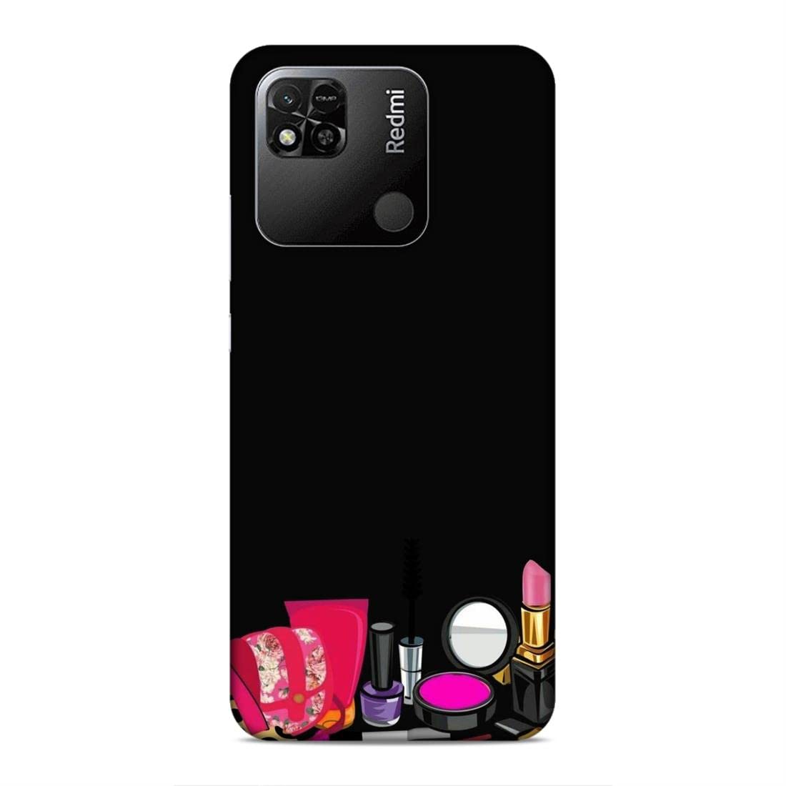 LETAPS® Printed Hard Phone Case for Xiaomi Redmi 10A - Stylish Mirror & Lipstick Design Makeup Kit Accessory | Perfect Gift for Girls, Women | Protection with Fashion for Daily Use, Travel, Selfies