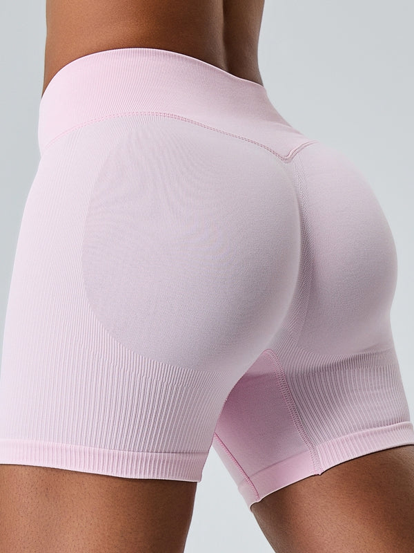 ZASUWA Women's High Waisted Ribbed Scrunch Bum Seamless Workout Shorts - Yoga, Running, Gym & Lounge Wear