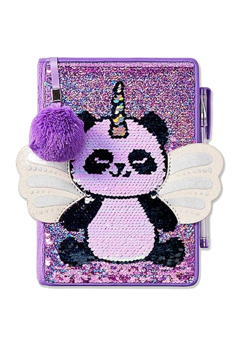 Pandacorn Flip Sequin Journal Diary - Creative Writing Notebook with Pen & Bookmark for Students, Teens, and Gift Ideas