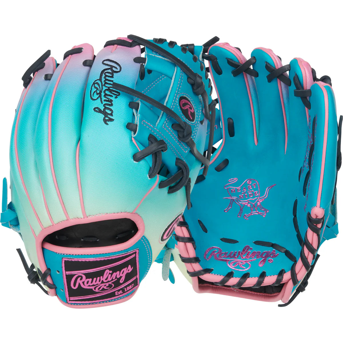 Rawlings Heart of the Hide Funburst PROR204 2TESS Infield Baseball Glove 11.5