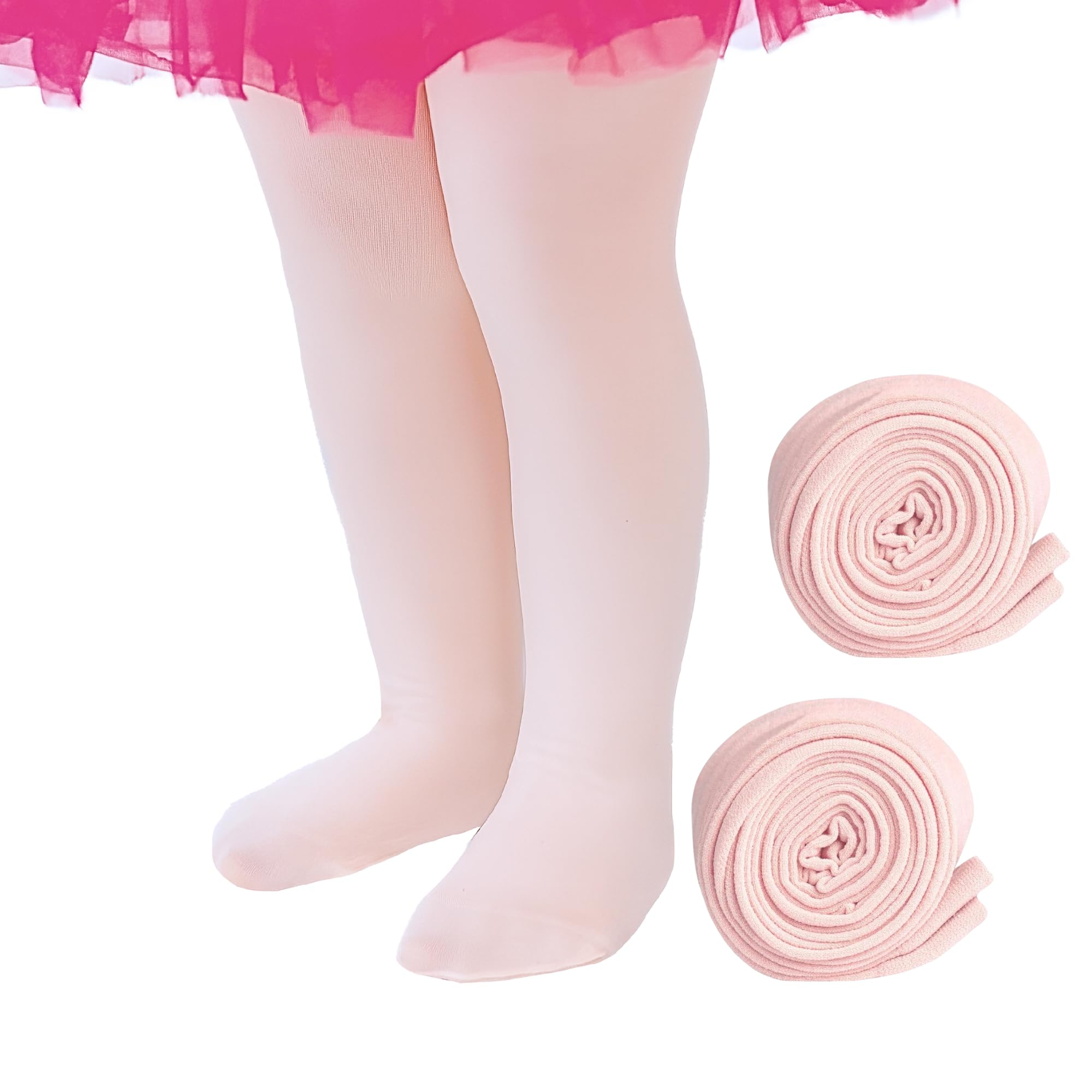Dancina Toddler Girls Ballet Dance Tights - Soft Stretchable Ballet Tights for Kids - Perfect for Dance Class, Recitals & Ballet Practice