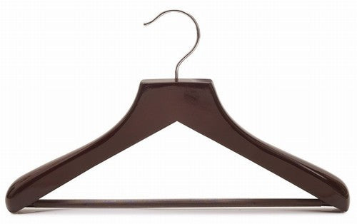 Premium Slim Wooden Suit Hanger - Walnut & Chrome Finish - Space-Saving Closet Organizer for Petite Clothing & Coats - Perfect for Travel, Home, and Office Wardrobes