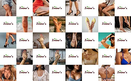 Ivana's Henna Stencils for Hands, Body, Fingers & Face - Mehndi Tattoo Stickers for Women, Girls & Kids - Pack of 2 (Design NIV-06) - Perfect for Weddings, Parties & Festive Celebrations