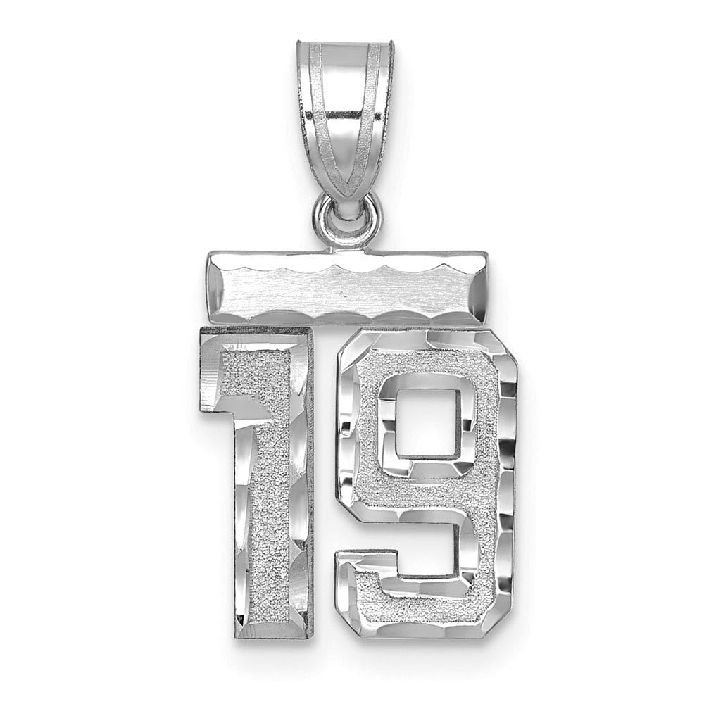 The Black Bow 14k White Gold Varsity Collection Small D/C Pendant Number 19 - Perfect for Graduation Gifts and Everyday Elegance