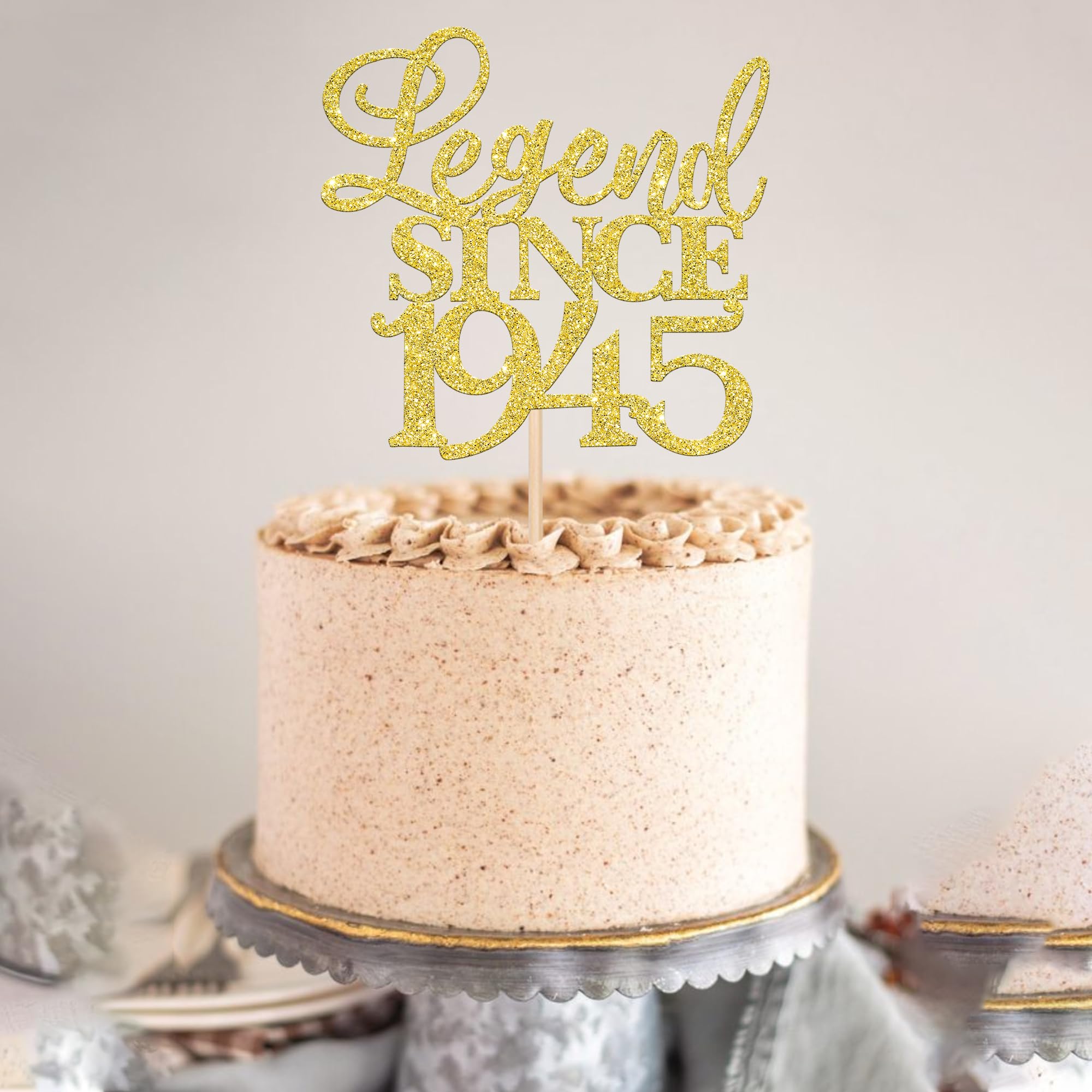Rsstarxi 1 Pack Legend Since 1943 Cake Topper - 80th Birthday Decor with 'Eighty Cheers', 'Hello 80', 'Funny 80 & Fabulous' Cake Picks for Anniversary & Wedding Party | Glitter Cake Decoration | Perfect for Milestone Celebrations & Retirement Parties