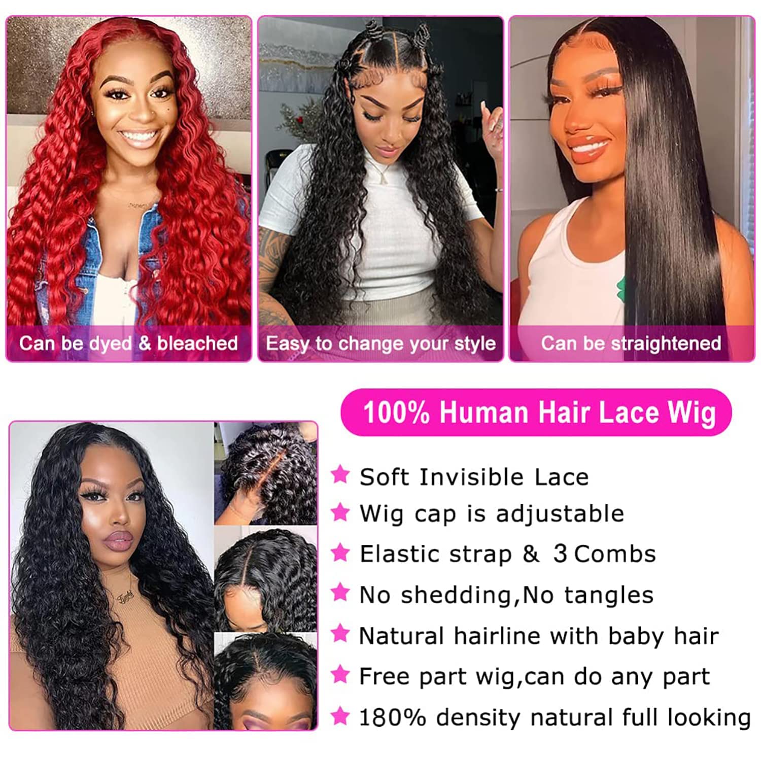 28 Inch Deep Wave Lace Front Wigs Human Hair 200% Density 13x6 HD Lace Frontal Wigs - Pre Plucked Deep Curly Glueless Wigs with Baby Hair for Women (Natural Black) | Perfect for Daily Wear, Cosplay, and Special Occasions