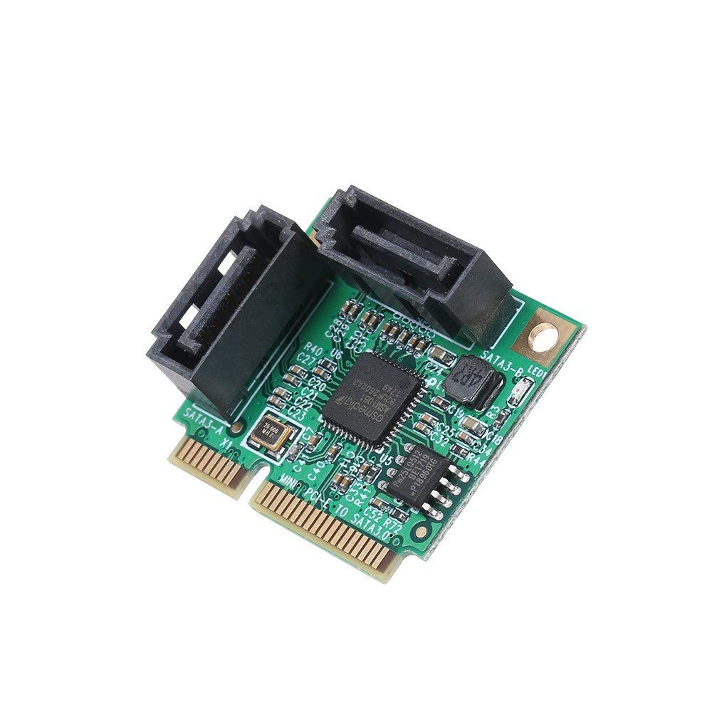 Mini PCI-E to SATA3 Expansion Card - 2 Port SATA III Controller Adapter for SSD/HDD - Upgrade Laptop Storage for Gaming, Editing & Data Backup