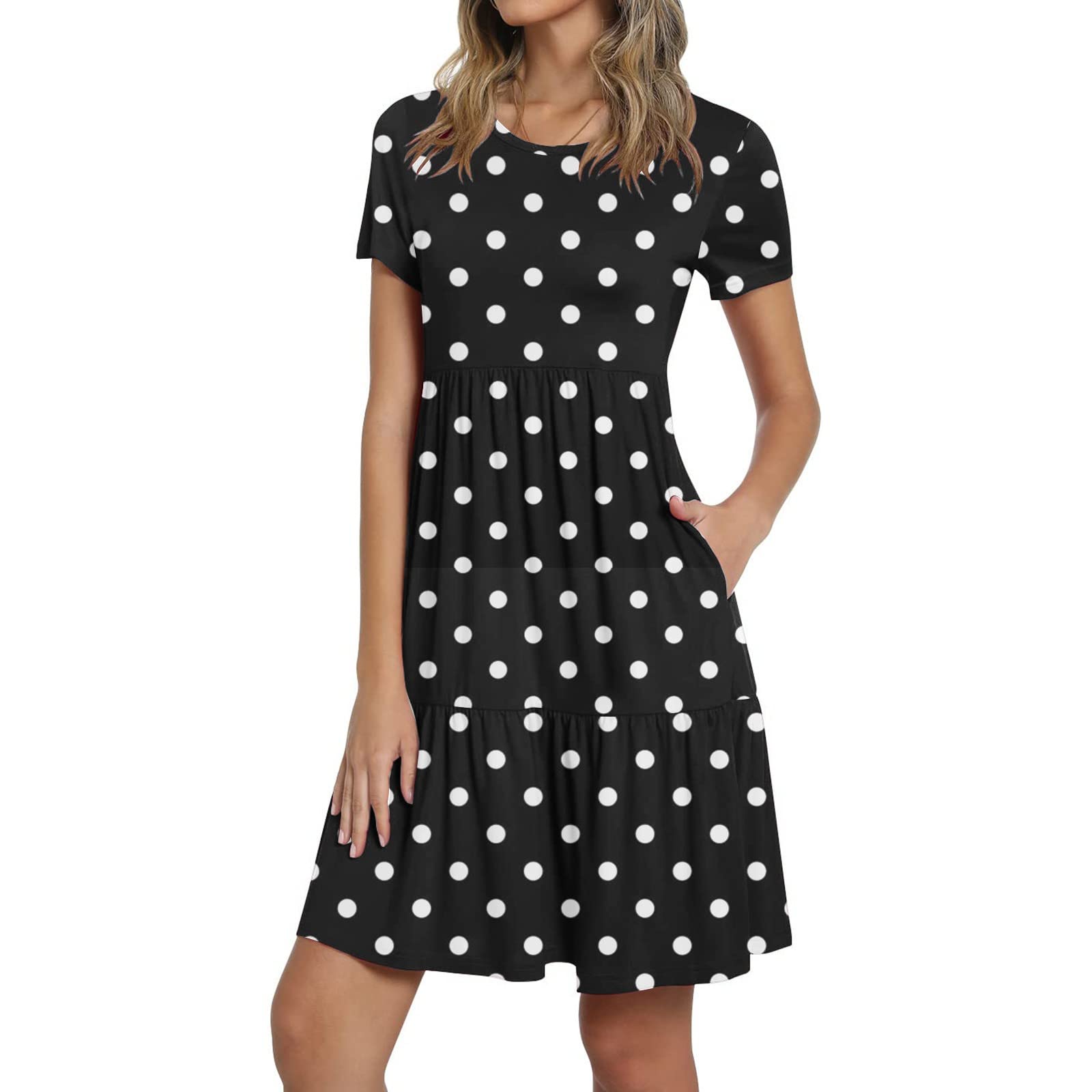 Kitimi Women's Floral Print Wrap Dress - Short Sleeve Pleated Hem A-Line Mini Dress for Summer Beach Vacation | Casual Outfit, Holiday Party Wear, Petite Beach Coverup