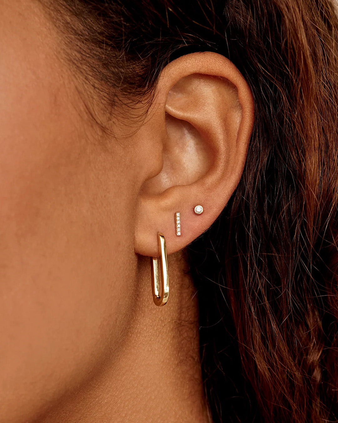 Diamond Bar Stud Earrings for Women - 14K Gold Plated Cubic Zirconia Studs - Perfect for Everyday Wear, Parties & Gifts