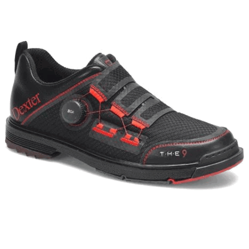 Dexter Men's THE 9 Stryker BOA Bowling Shoes - Black/Red - Perfect for Professional & League Bowling Performance