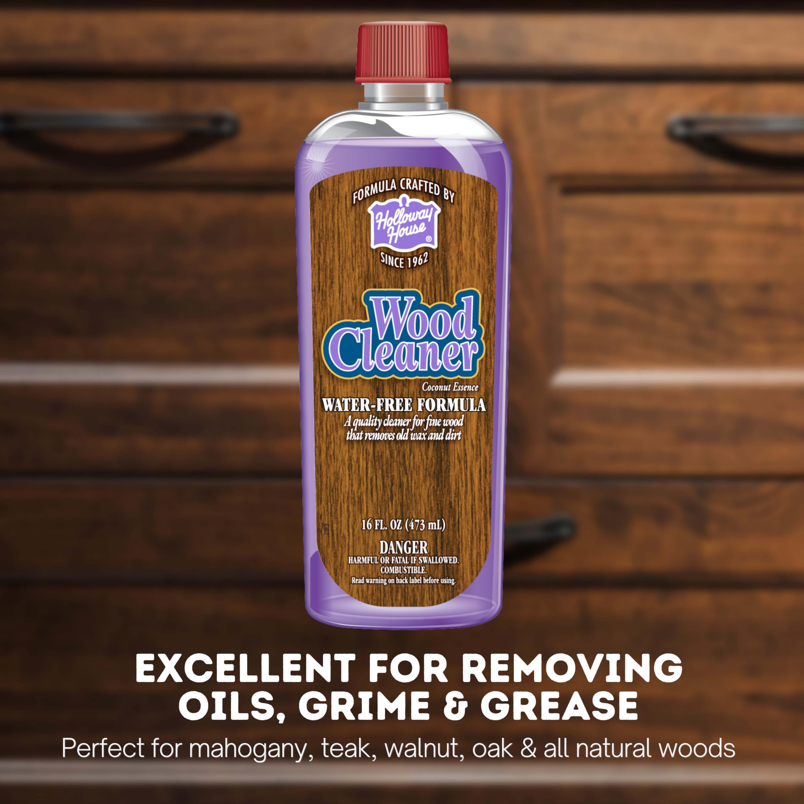 Premium Wood Cleaner with Coconut Scent - 6 Pack (96 Fl Oz) - Safe for Furniture, Floors & Cabinets - Ideal for Home Cleaning & Wood Care