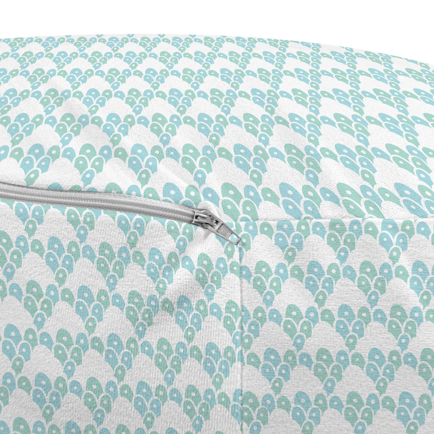 Ambesonne Mint Pouf Cover with Zipper - Abstract Doodle Design with Soft Pastel Bubbles, Decorative Fabric Unstuffed Ottoman Slipcover, 30