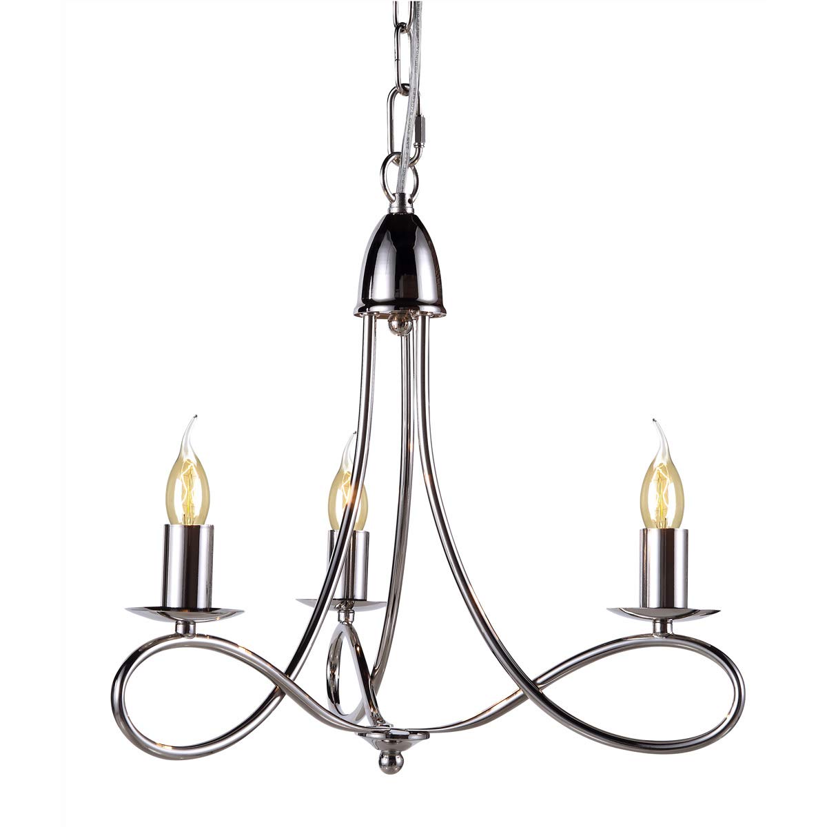 3-Light Polished Nickel Pendant Fixture with E12 Bulb Base - 16