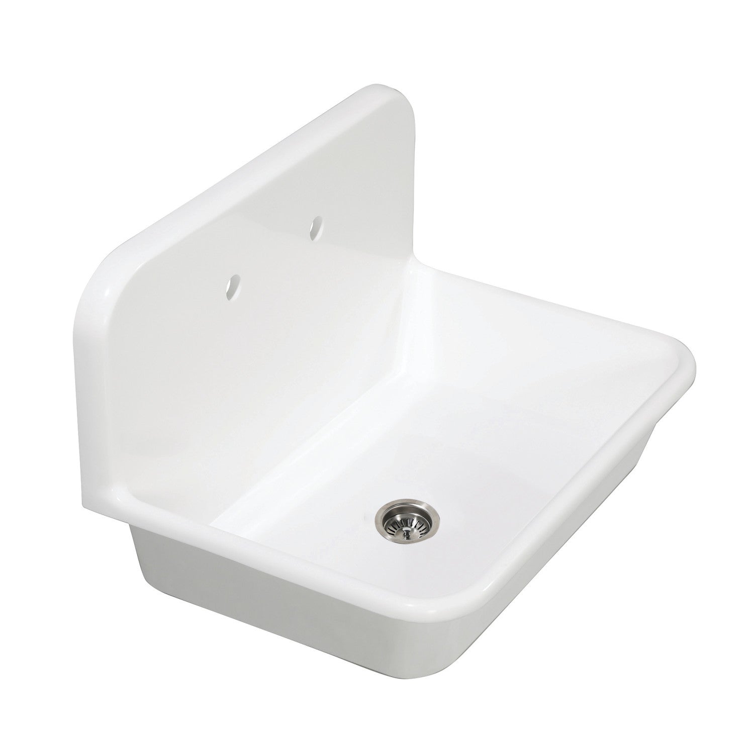 Arcticstone 30 Inch White Top Mount Single Bowl Kitchen Sink with Matte Black Wall Mount Bridge Faucet & Basket Strainer - Perfect for Modern Farmhouse & Contemporary Kitchen Designs