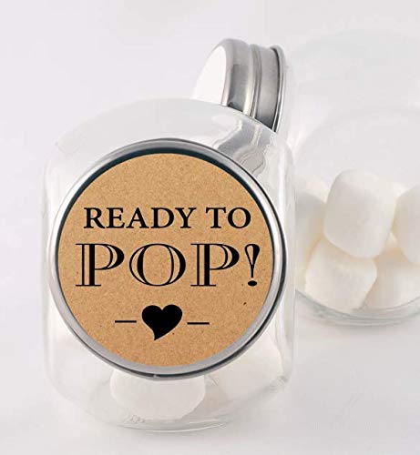 Baby Shower Stickers - 48-Pack 1.67 Inch Round Faux Craft Paper Labels for Popcorn Favors, Gender Neutral Ready to Pop Decorations - Perfect for Baby Shower Party Favors, Gender Reveals & Celebrations