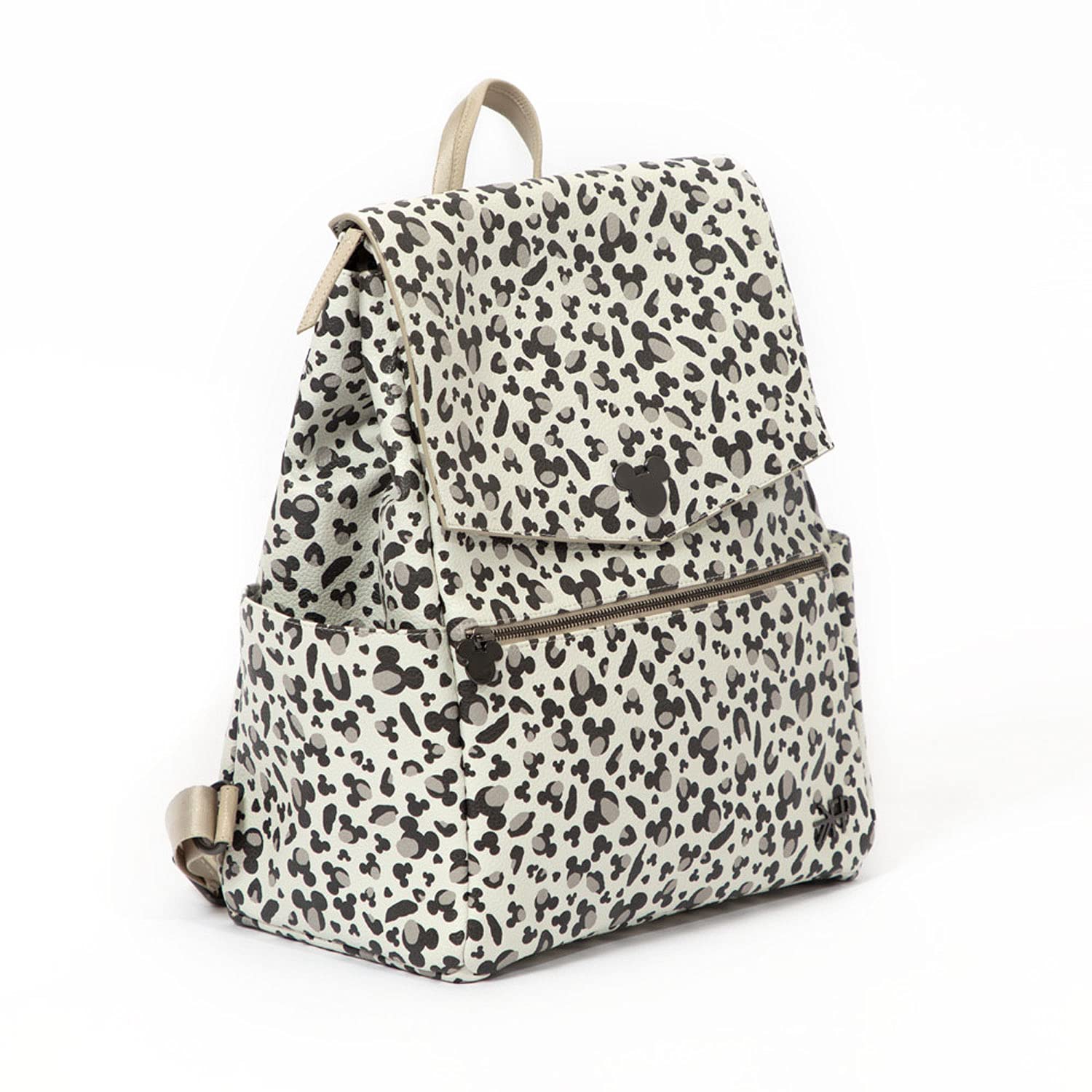 Freshly Picked Classic Diaper Bag Backpack - Waterproof Vegan Leather with Changing Pad & Convertible Design (Mickey Leopard Print) - Perfect for Baby Essentials, Travel & On-the-Go Parents