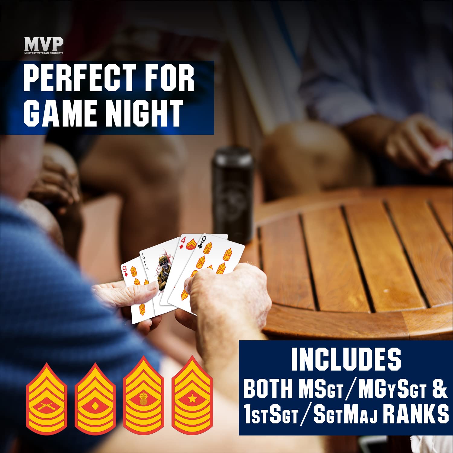USMC Marine Corps Playing Cards - Professional Quality with Rank Insignia | Military Gift for Marines, Veterans & Collectors | Perfect for Poker Nights, Military Events & Patriotic Gifts | Disabled Veteran Owned Business