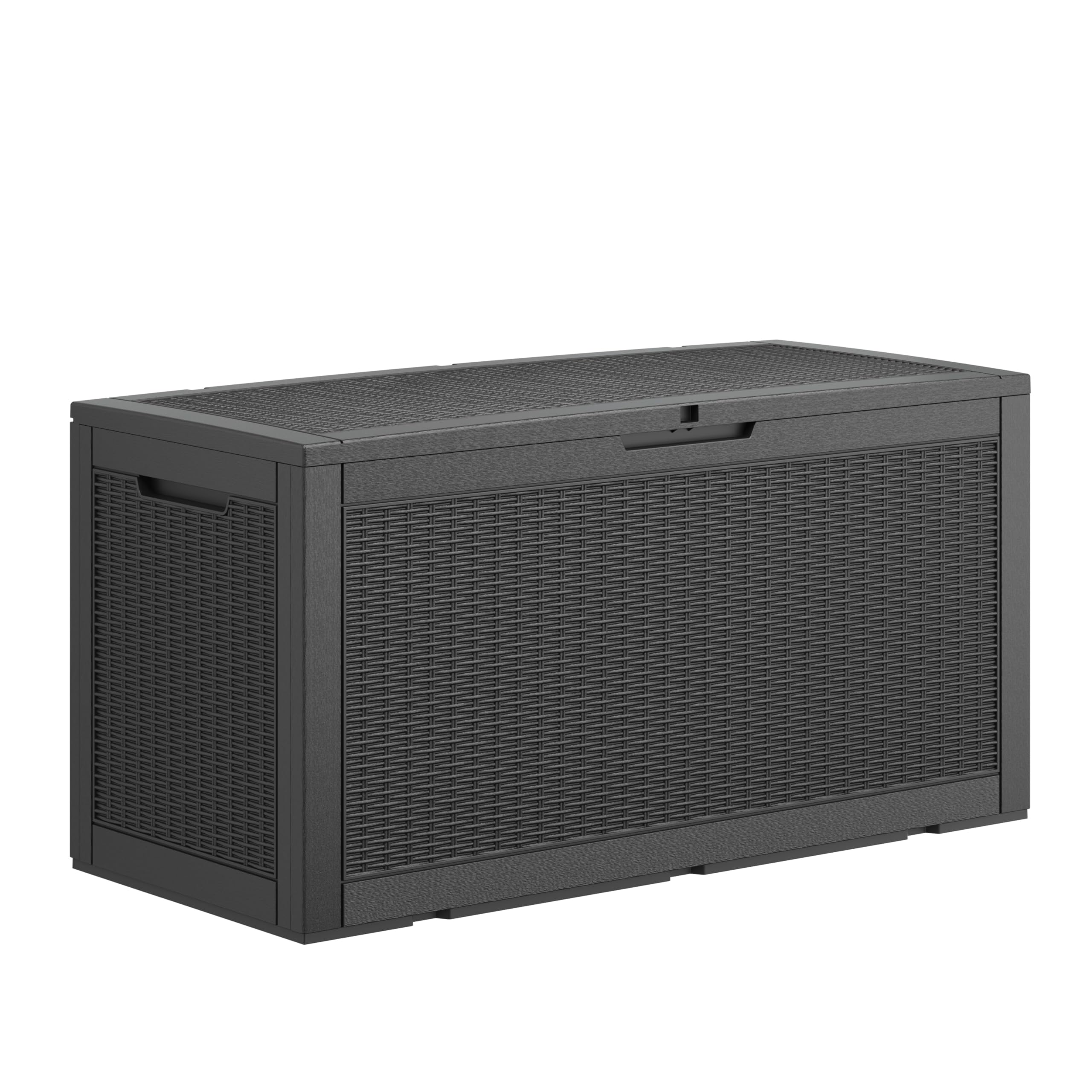 100 Gallon Waterproof Lockable Rattan Deck Box - Outdoor Storage Container for Patio Furniture Cushions, Pillows, Pool Toys & Garden Accessories | Perfect for Backyard, Poolside & Patio Organization