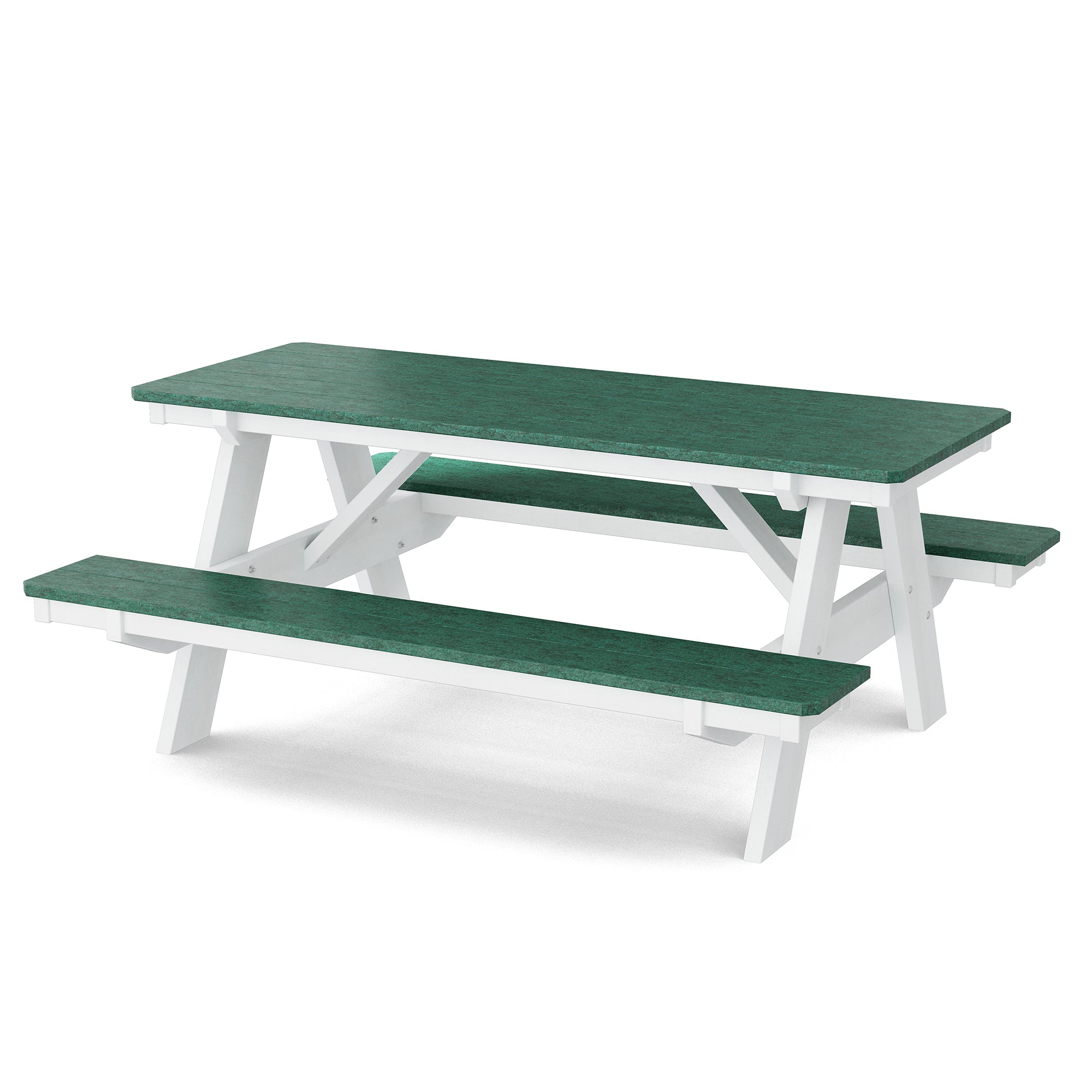 Heritage 72 Inch Outdoor Picnic Table with Attached Benches - Durable All-Weather Patio Furniture for Backyard, Garden, and Park Gatherings