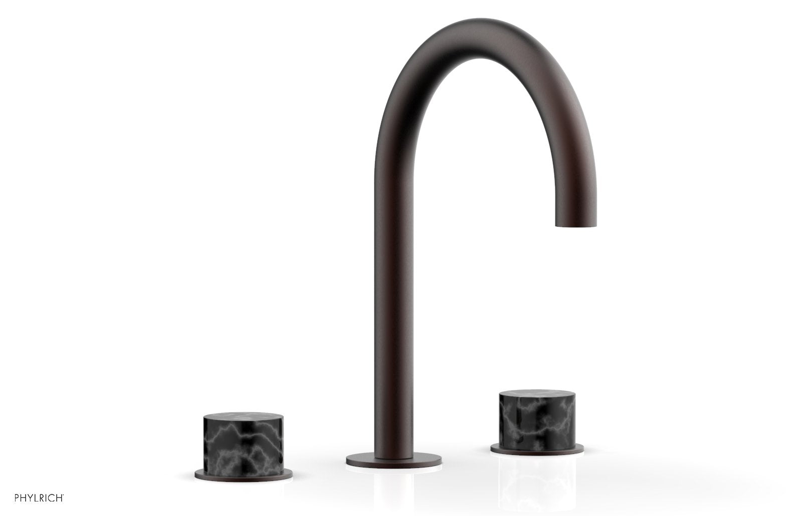 Premium BASIC II Widespread Bathroom Faucet with Black Marble Handles - 8 Inch Centerset, Matte Black Finish for Modern Vanities - Perfect for Guest Bathrooms & Powder Rooms
