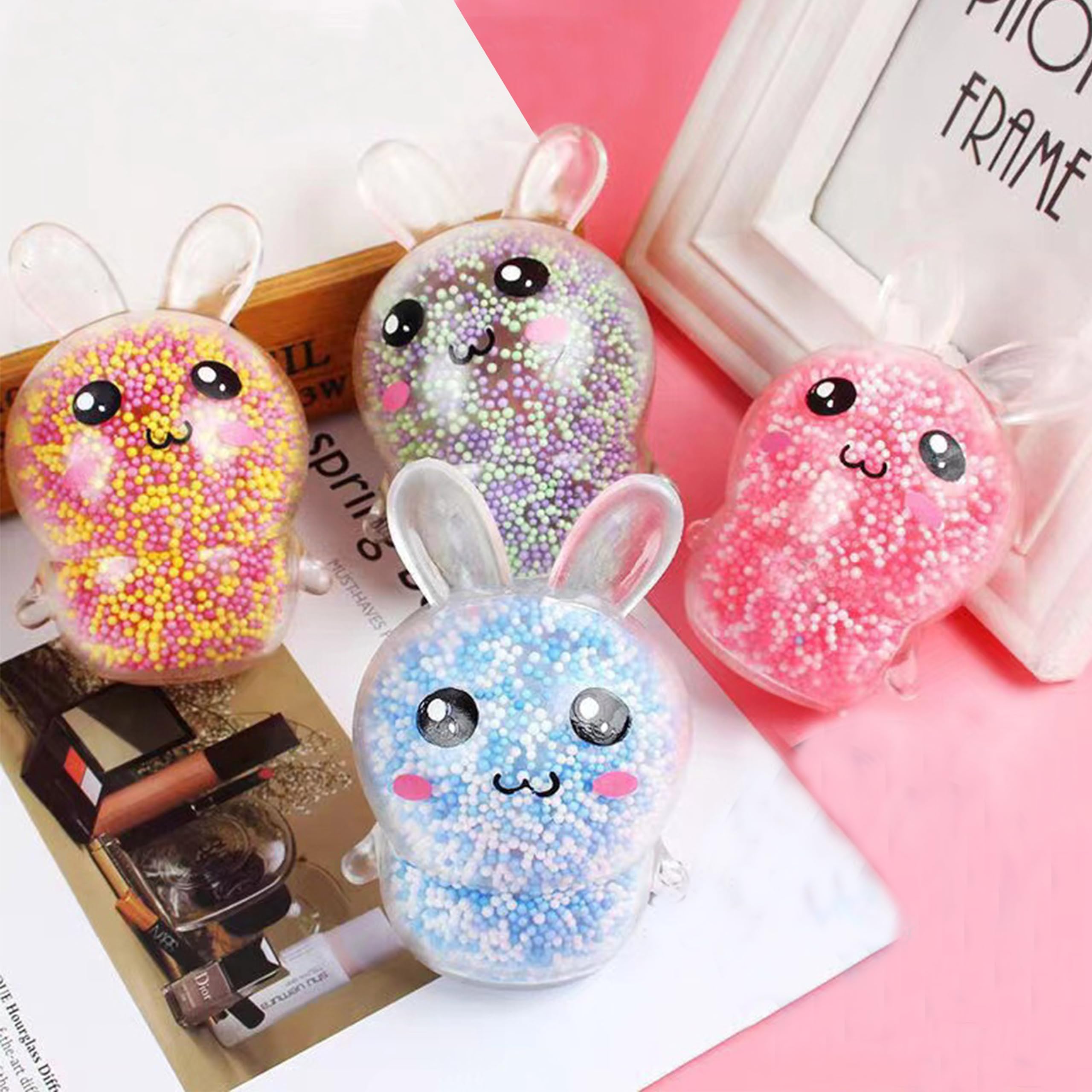 Easter Squishy Bunny Stress Balls - 8 Pack Cute Rabbit Toys for Kids, Toddlers, Teens & Adults - Easter Basket Stuffers Bulk with Gift Packaging - Perfect for Stress Relief, Party Favors & Easter Gifts