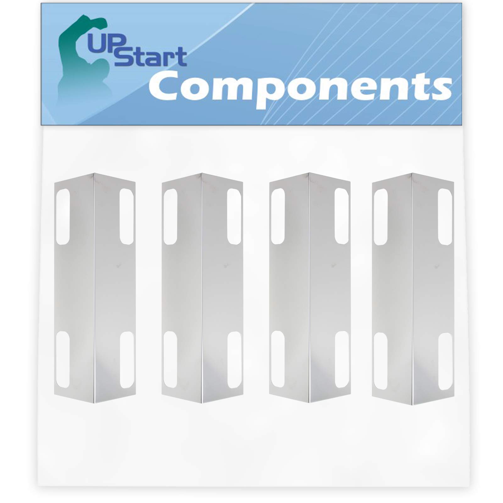 4-Pack Stainless Steel BBQ Grill Heat Shield Plates - Replacement Parts for Ducane 3073101, Compatible with Barbeque Flame Tamers, Guards, Deflectors & Burner Covers (15 3/8