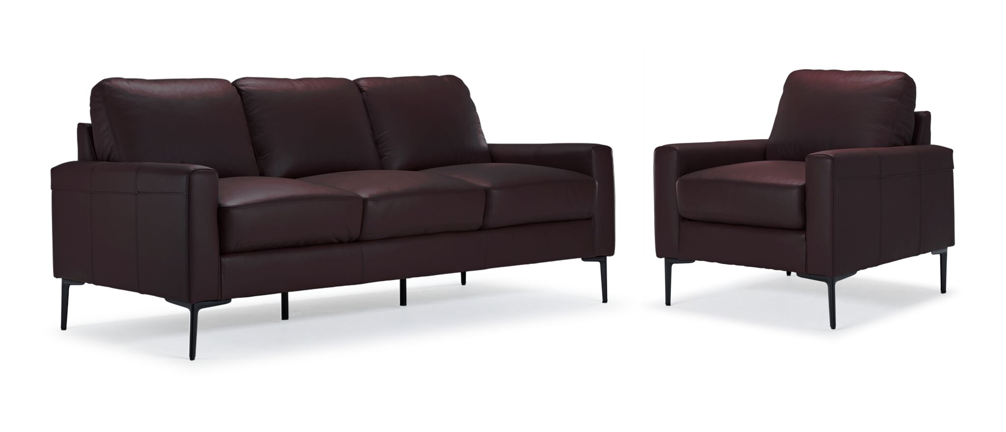 Premium Chito Leather Sofa and Chair Set in Mocha Brown - Modern Living Room Furniture for Home & Office Comfort