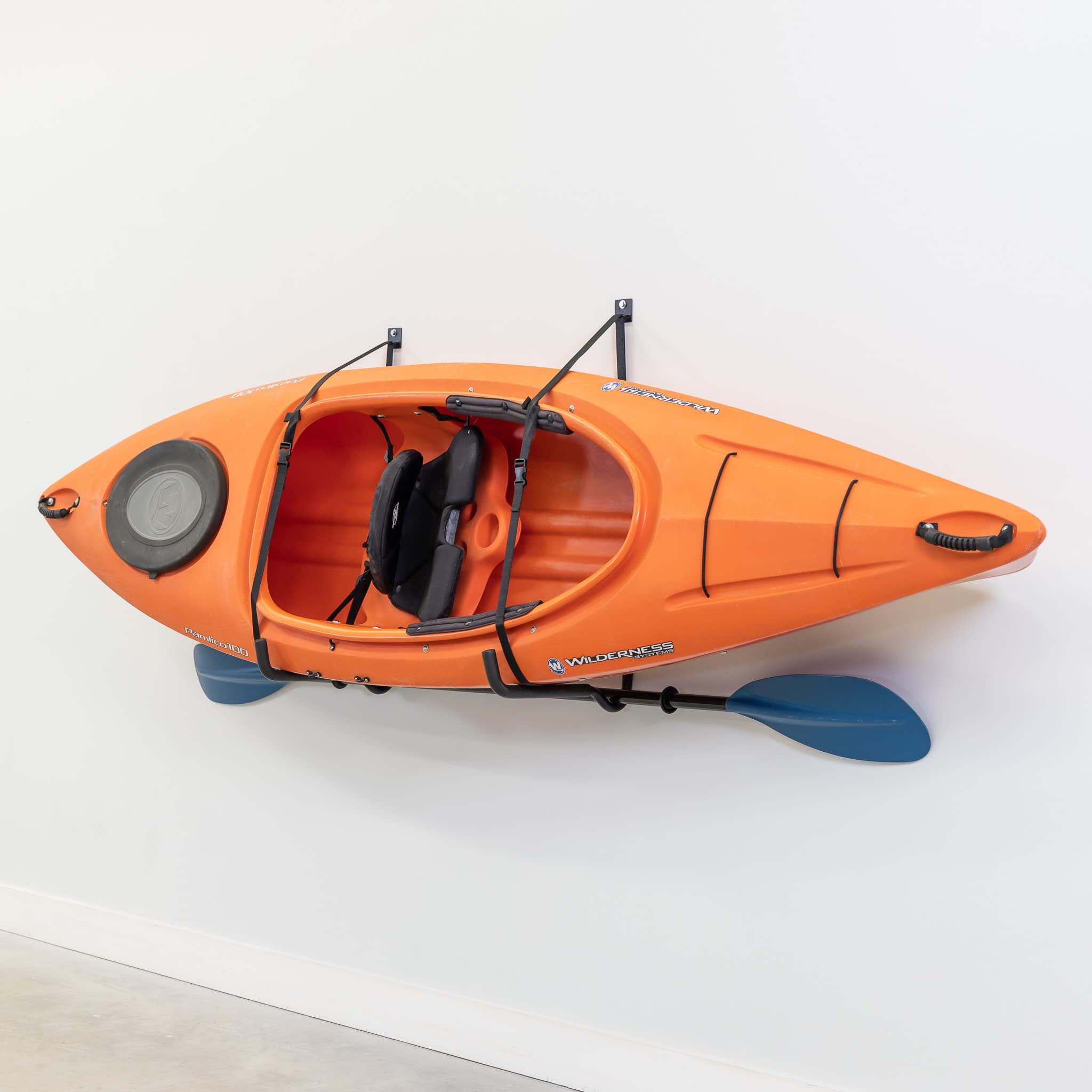 StoreYourBoard Roanoke Kayak Storage Rack - Heavy Duty Wall Mount Hooks for Kayaks (100 lb Capacity) | Space-Saving Garage & Indoor Kayak Holder with Protective Padding | Solid Steel Construction | Perfect for Small Spaces, Apartment Storage & Watercraft Organization