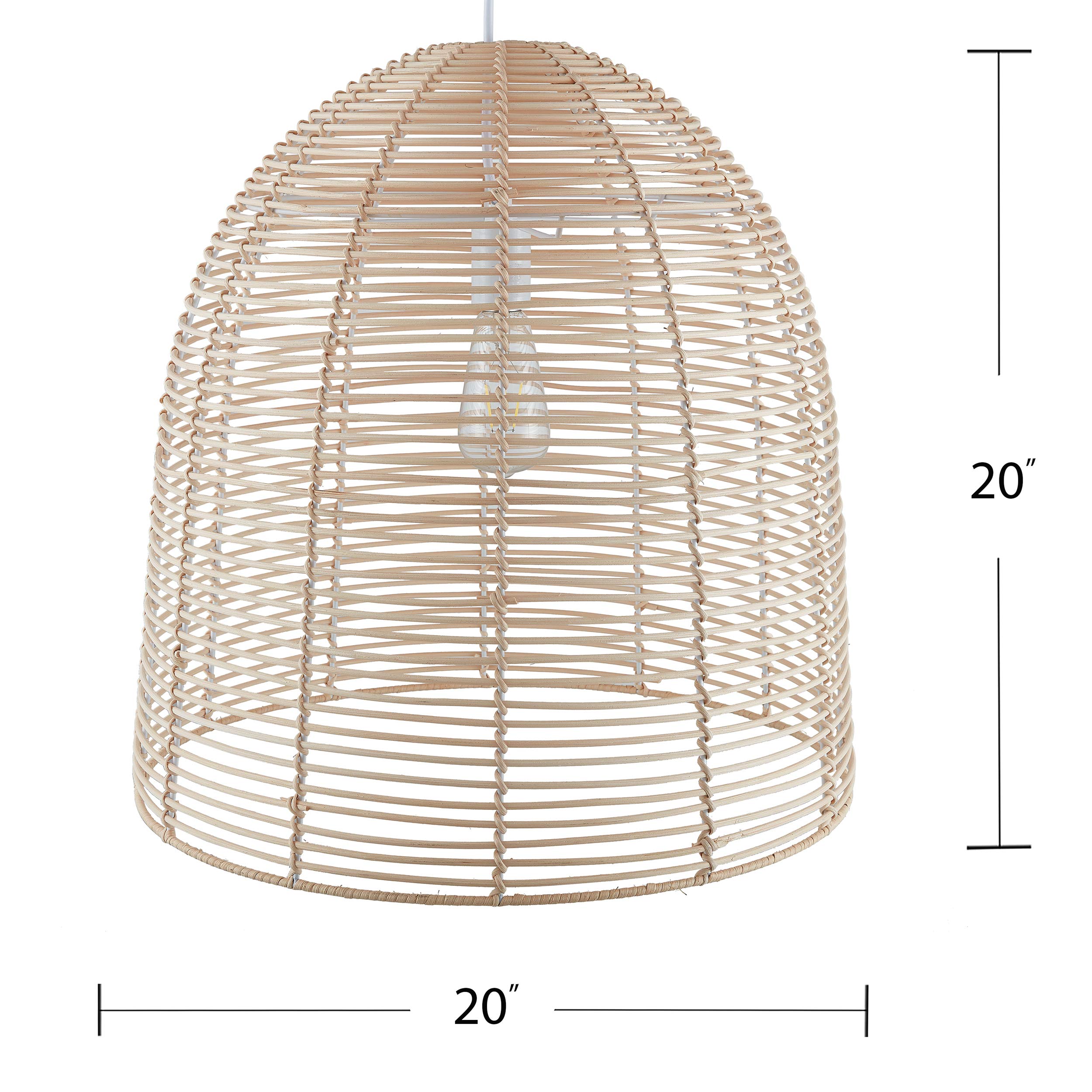 SEI Furniture Formosa Rattan Pendant Lamp - Natural Woven Rattan Ceiling Light for Boho Home Decor, Bedroom, Living Room & Dining Room Lighting